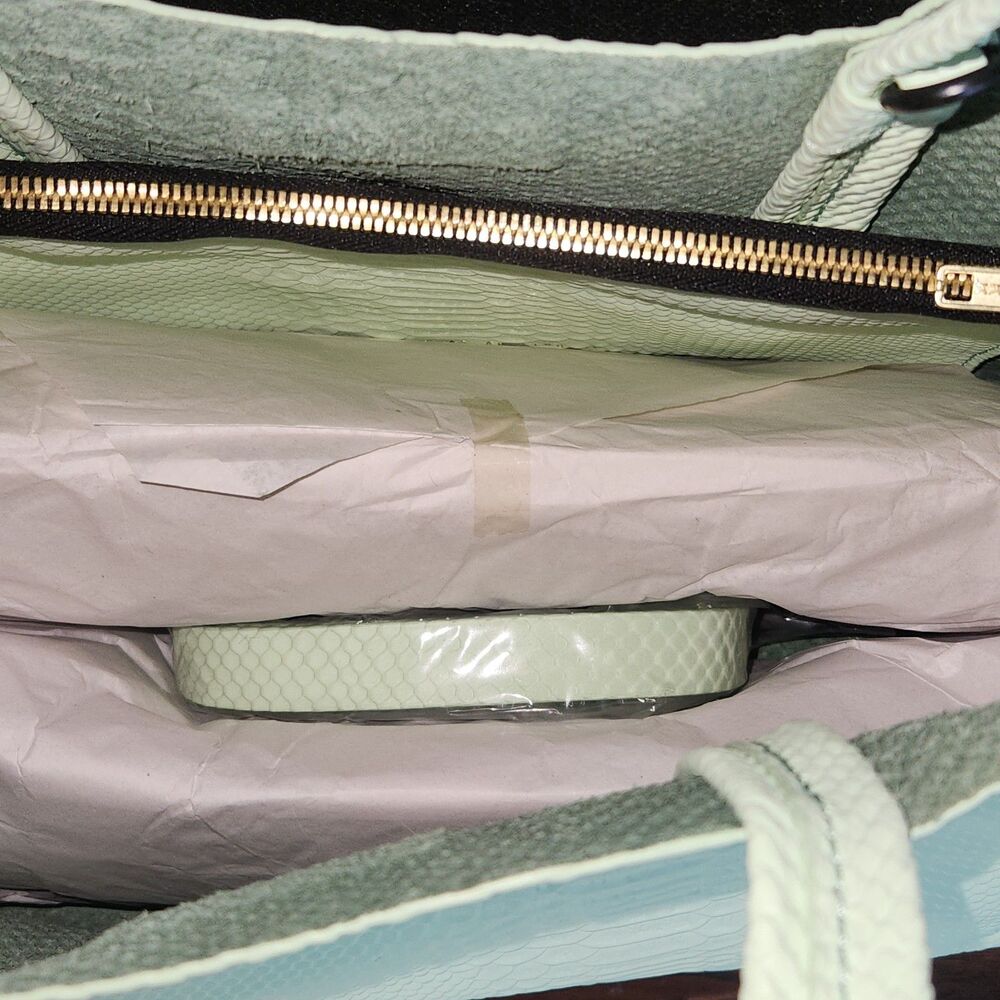 NWT Mint Python Embossed Leather Half Tote Work B… - image 8